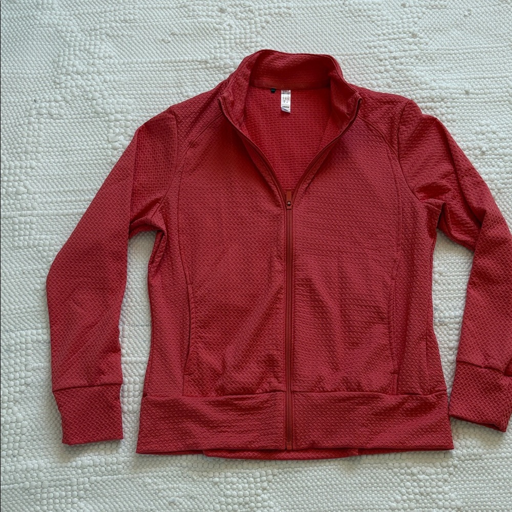 adidas Coral Red Textured Zip Jacket